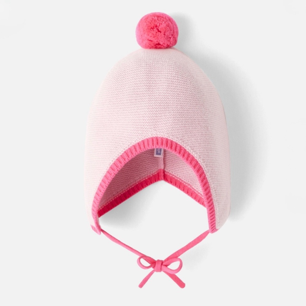 Jacadi Baby Girl Pink Knit Cashmere Hat with Pom Pom - Size 6M